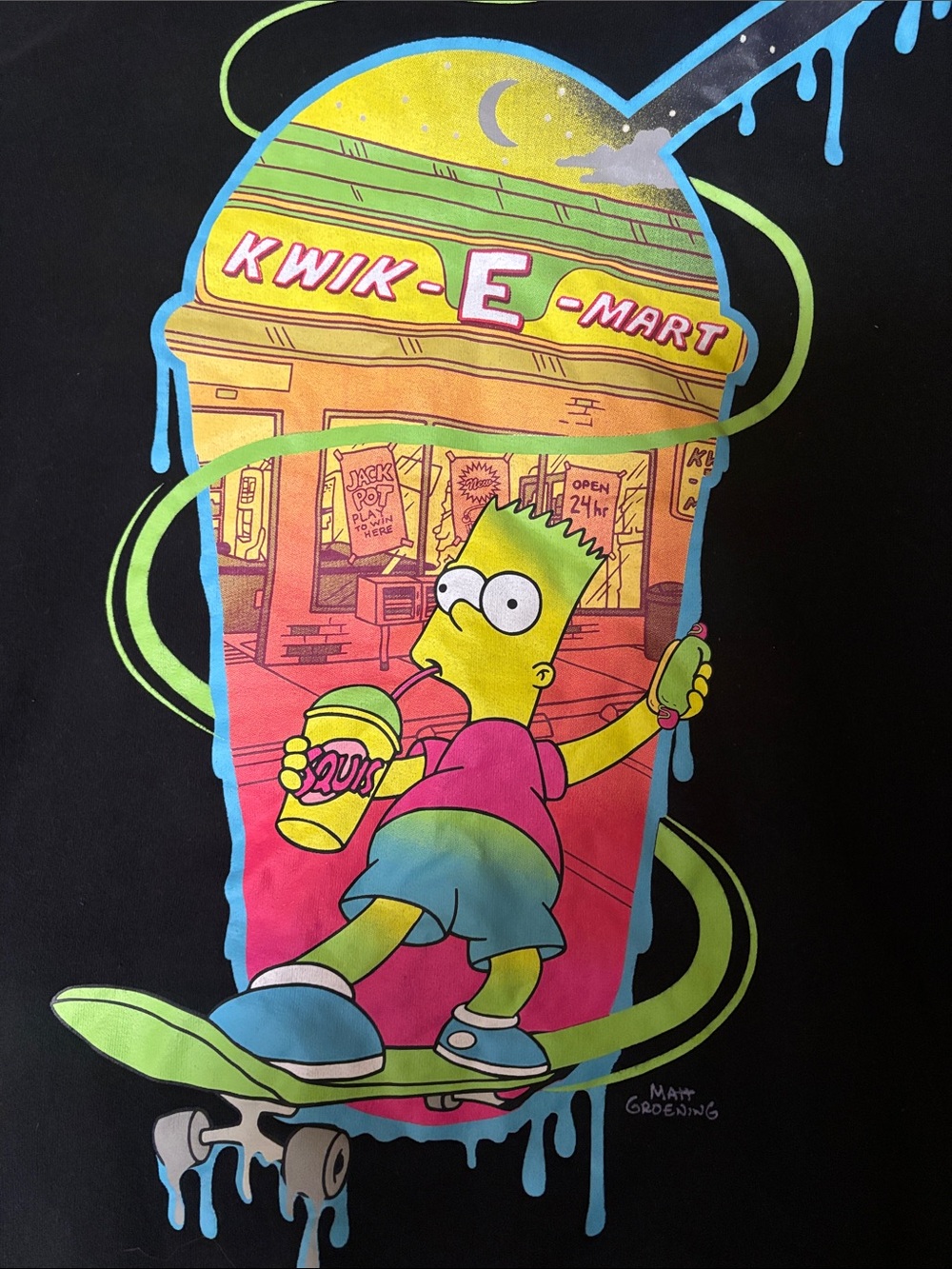 Simpsons Black Men's Hoodie with Squishee Kwik-E-Mart Drink Graphic L
Cartoon
